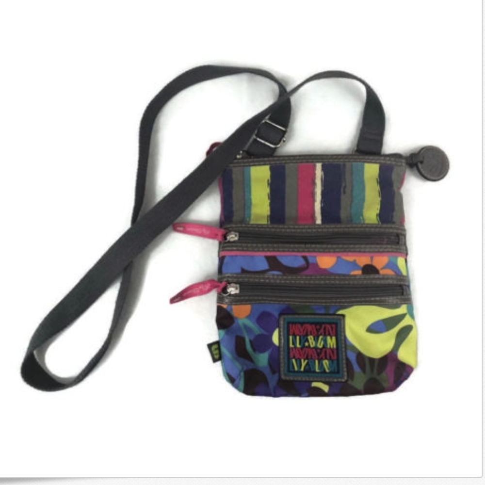 Lily Bloom Crossbody Purse Bag Multicolor Floral Striped Small Messenger
